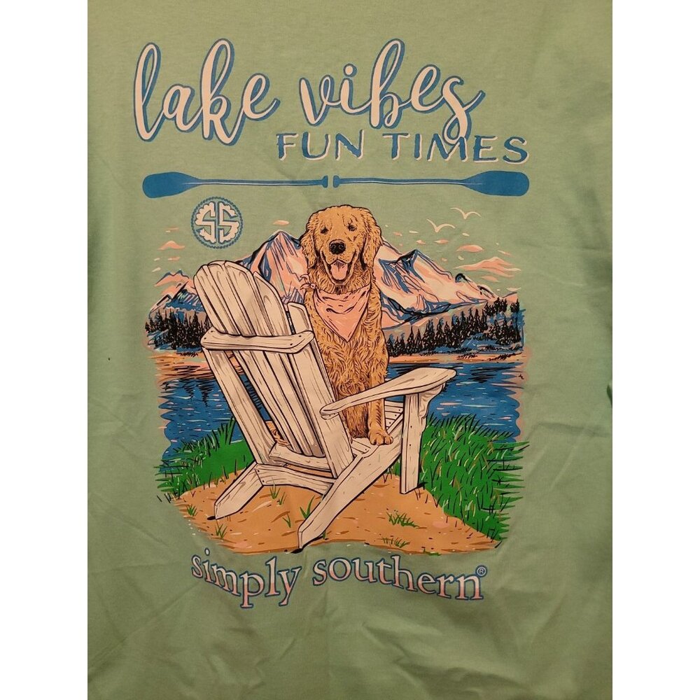 NWT Simply Southern Lake Vibes Fun Times Short Sleeve Graphic T-Shirt Men's M